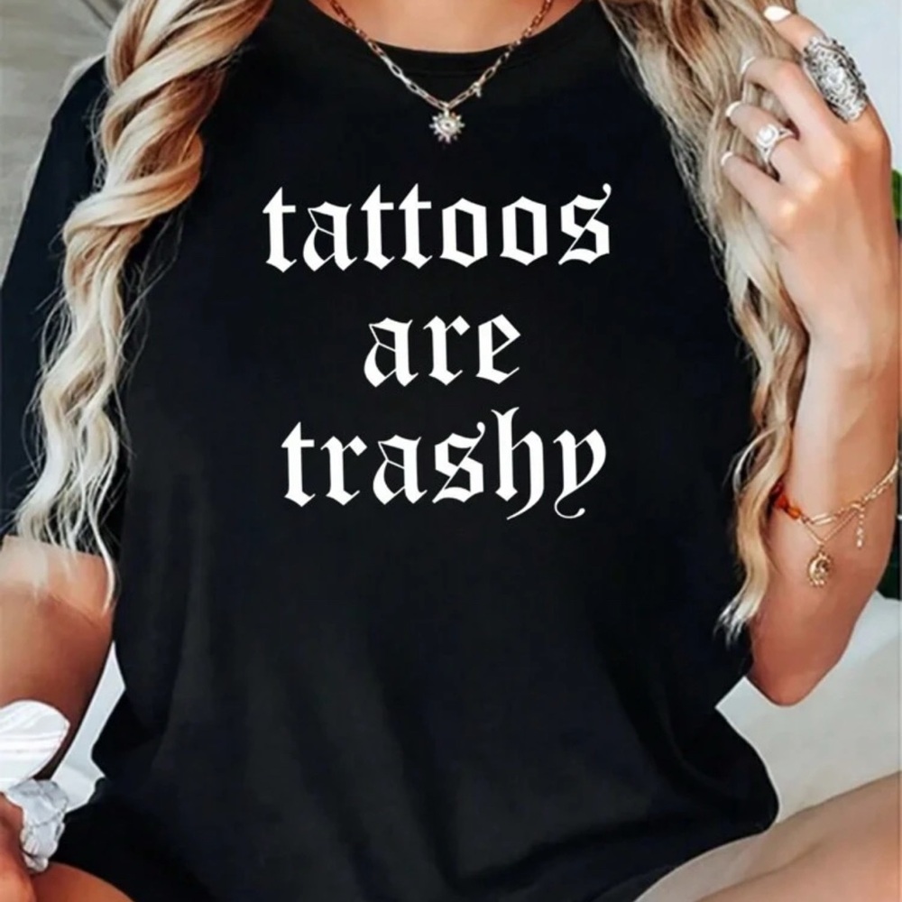 Black Graphic Tee TATTOOS ARE TRASHY